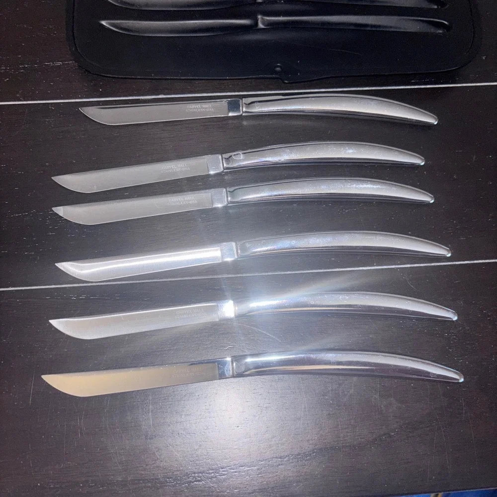 Carvel‎ Hall Steak Knife Set | 6 Piece Vintage MCM Stainless Steel USA with Case